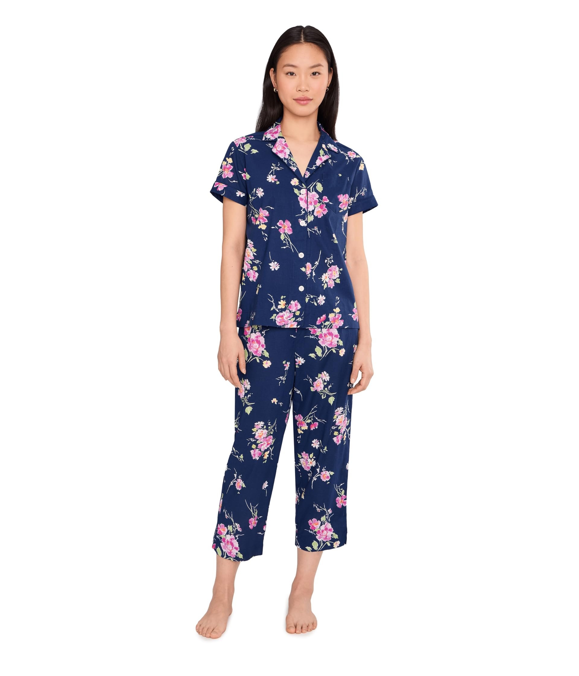 Women's Navy Blue Floral Pajama Set