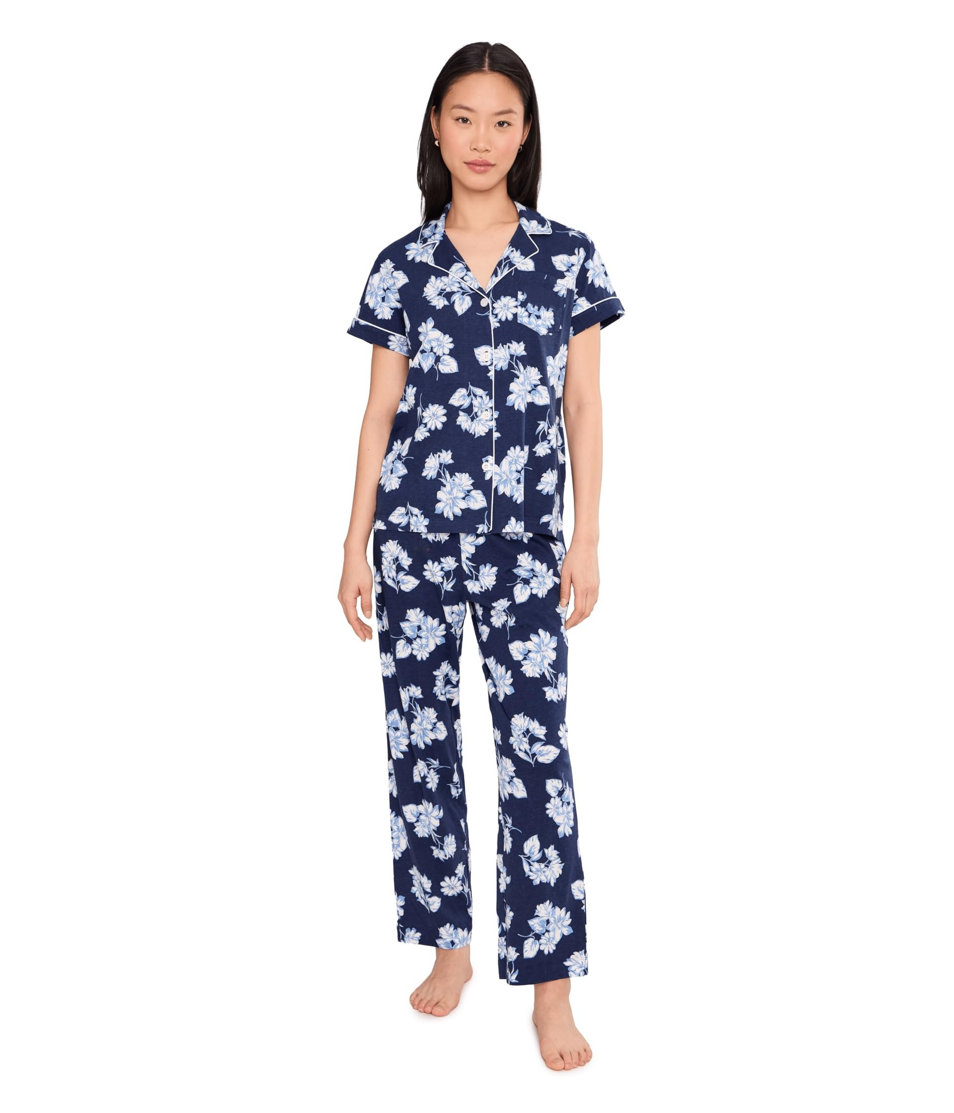 Women's white floral pajama set
